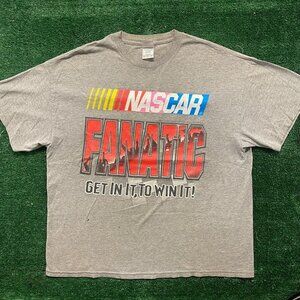 Vintage Y2K NASCAR Fanatic T-Shirt Gray XL Motorsport Auto Racing Streetwear
